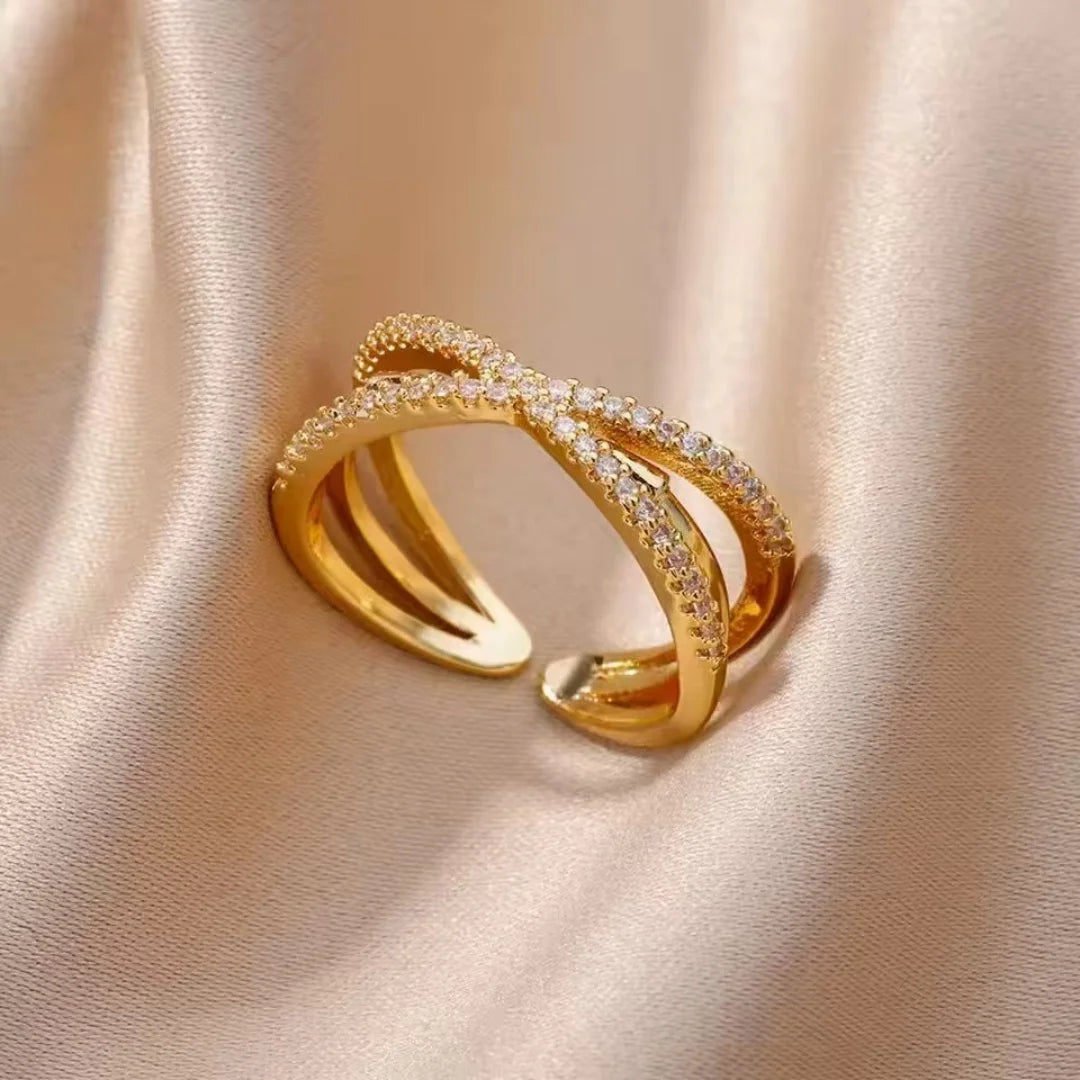 Zircon Cross Ring, Women's Open-end Cross Ring, Aesthetic Jewelry Gift
