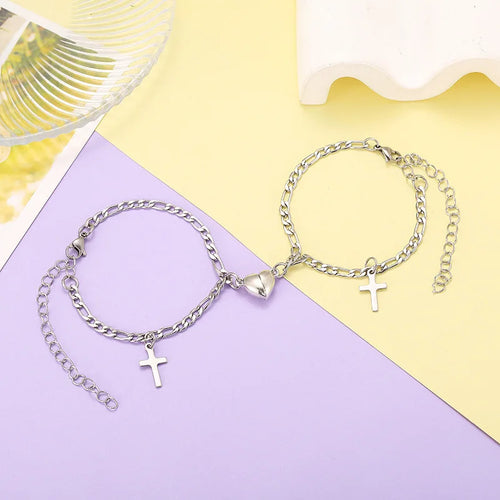 2Pcs/set Magnet Couple Bracelets Heart Attraction Bracelet Stainless