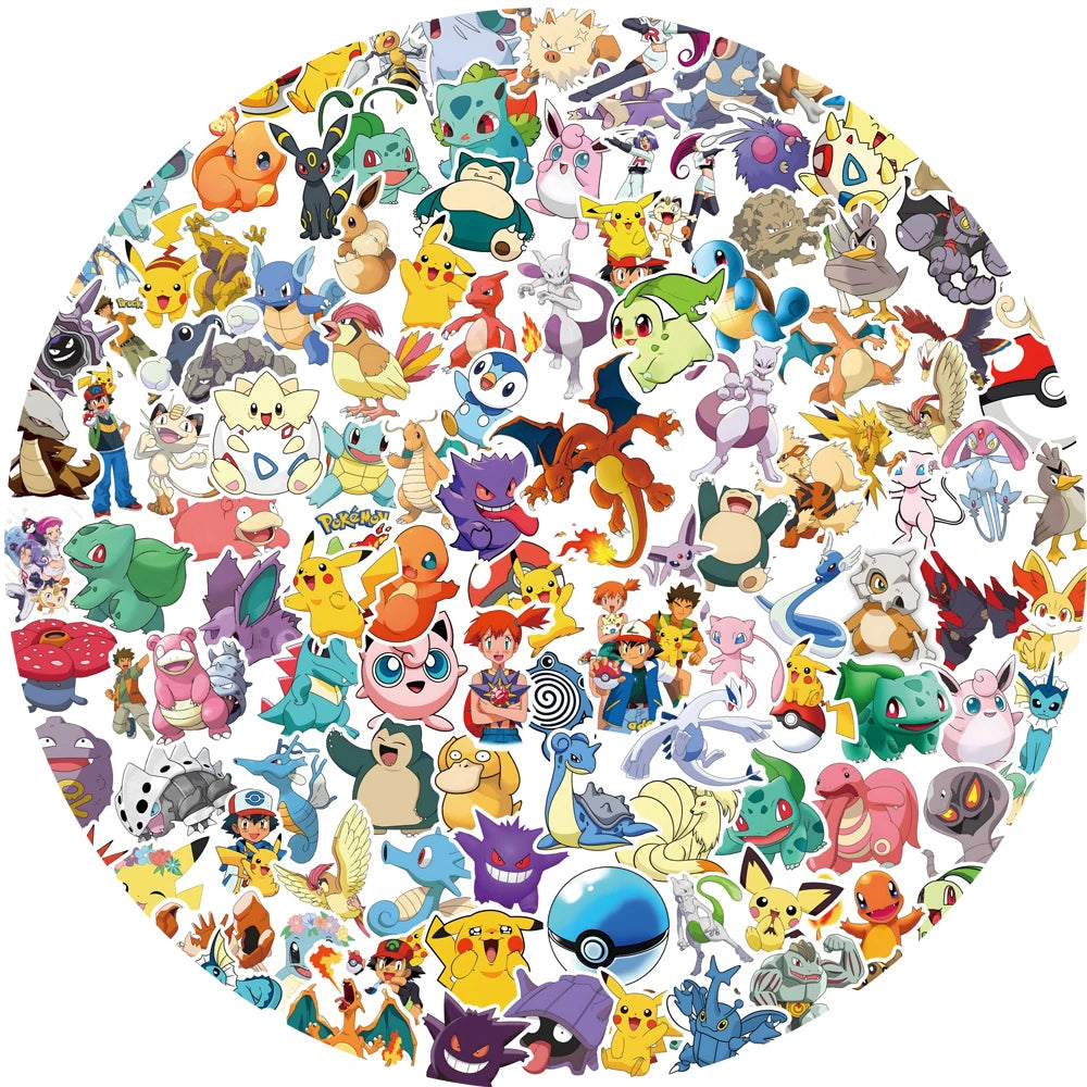 50/100/200pcs Pokemon Anime Stickers Pikachu Kawaii Sticker Laptop