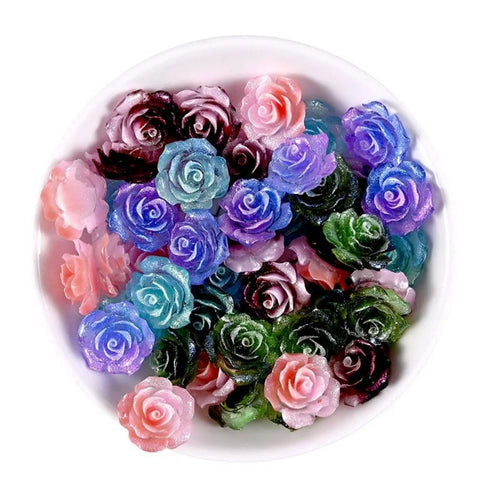 10Pcs 18mm Rose Flower Resin Accessories Cabochon Earring Hair Clip