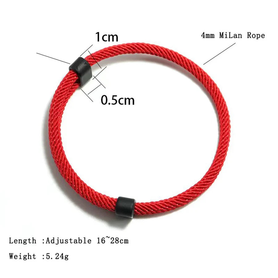 2 PCS Sleek Minimalist Black Beaded Bracelet Rope Bracelet Mixed
