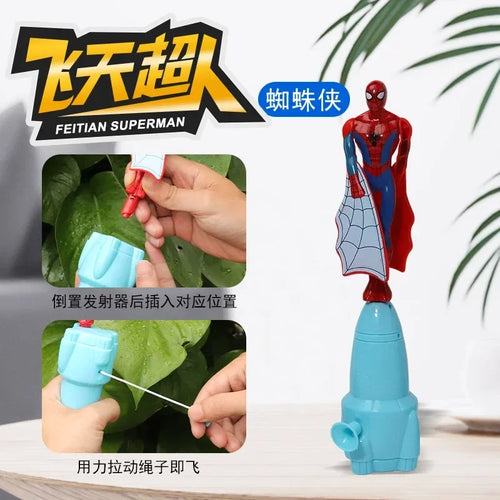Anime Spiderman Bamboo Dragonfly Flying Toy Iron Man Captain Rotating