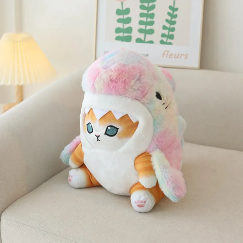 Kawaii Shark Cat Plush Toy Soft Stuffed Colorful Shark Cat Doll Kids