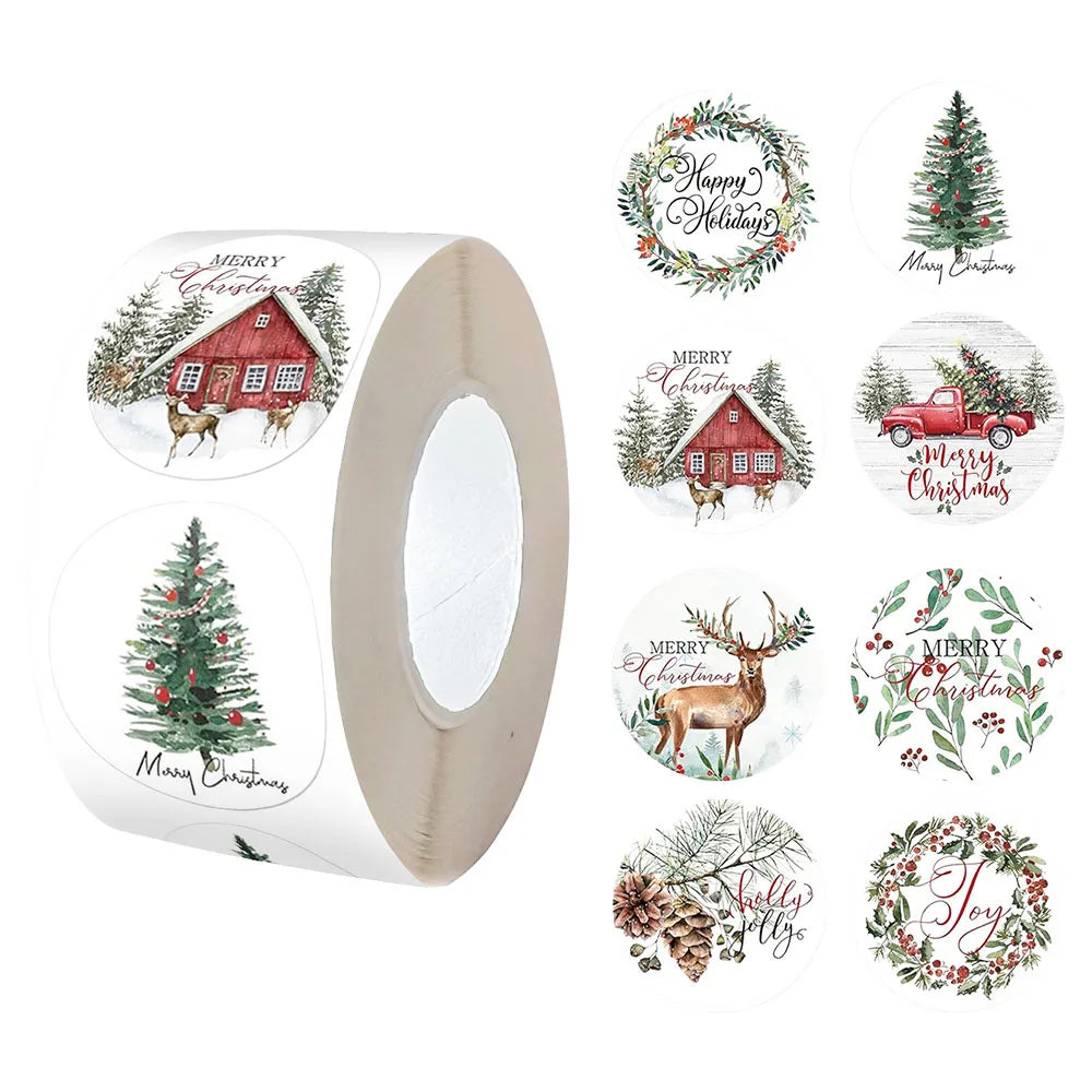 500pcs Cartoon Christmas-themed Gift Stickers, Reward Stickers, Anime