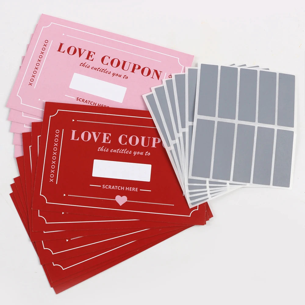 10Pcs/20Pcs Scratch-Off Love Coupons Couple Scratch Off Cards