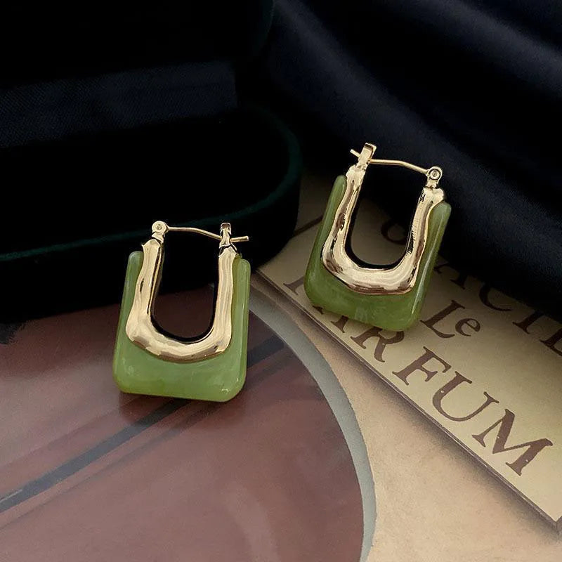 Multicolor Irregular Geometric U-shaped Ear Buckle Earrings Women Chic