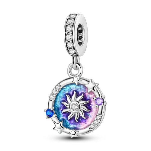 Silver Plated Mystery Star and Moon Charms Beads Fit Original Bangle