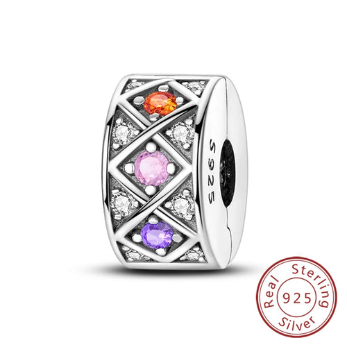 Fit Original Charms Beads 925 Sterling Silver Clip Charms Zircon