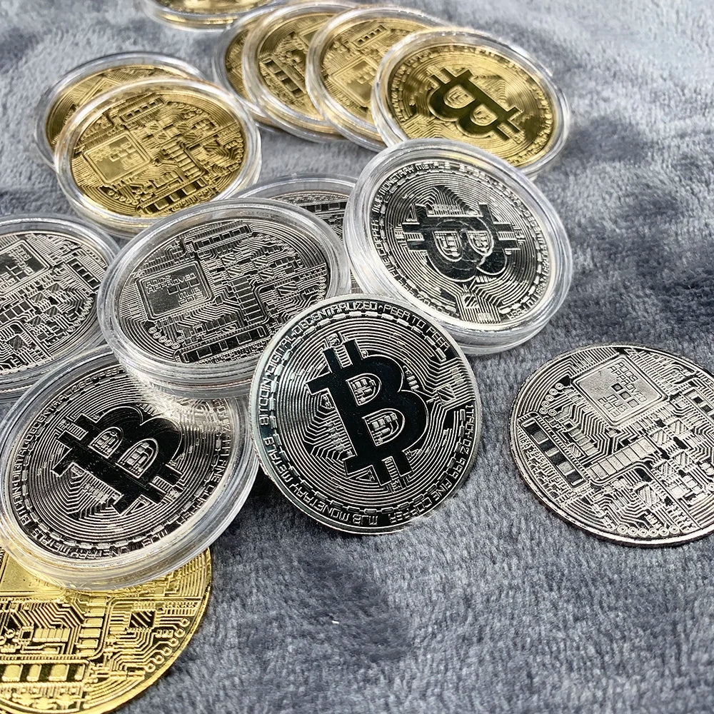 Gold Plated Bitcoin Coin Collectible Art Collection Gift Physical