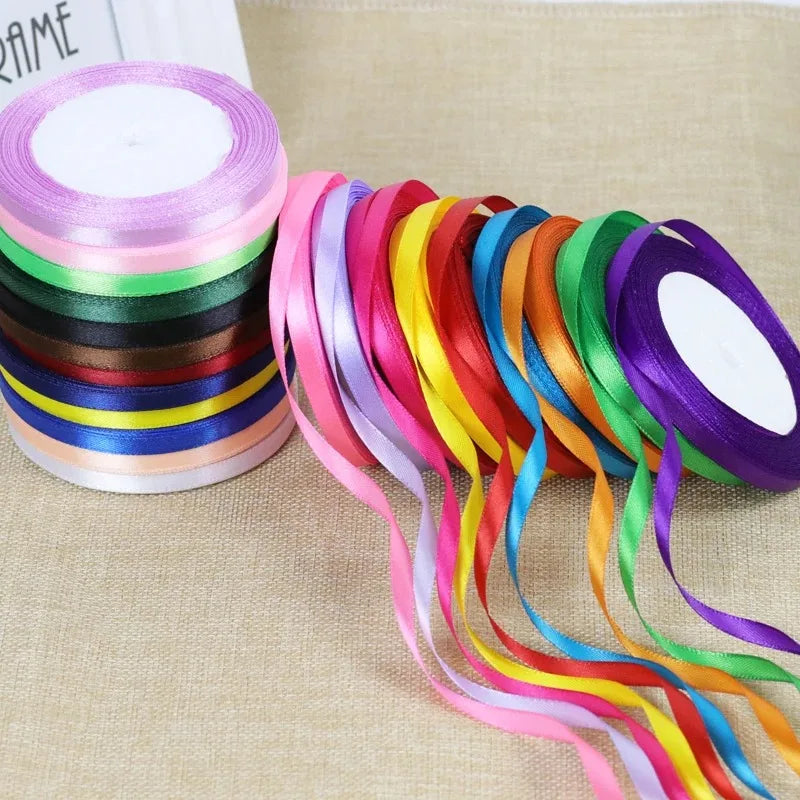 25Yards 6mm Silk Satin Ribbons for Crafts Bow Handmade accessories for