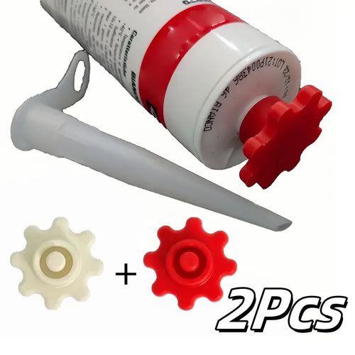 2pcs Flexible Gear-Style Tube Caps, Durable Plastic, Prevents Glue