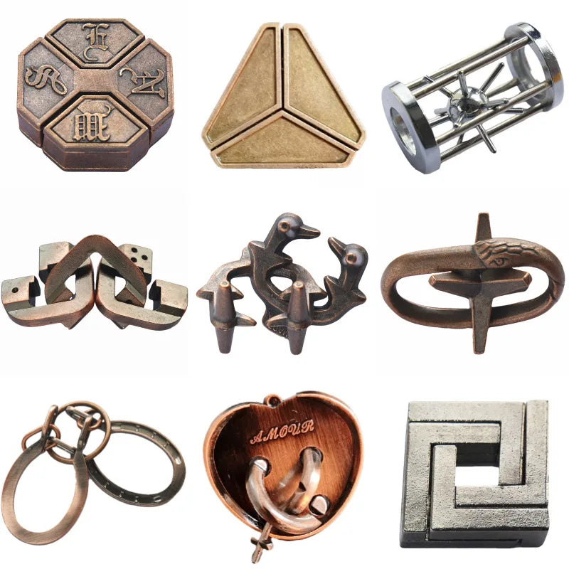 Lock Puzzles Classic IQ Metal Brain teaser Magic Baffling Puzzles Game