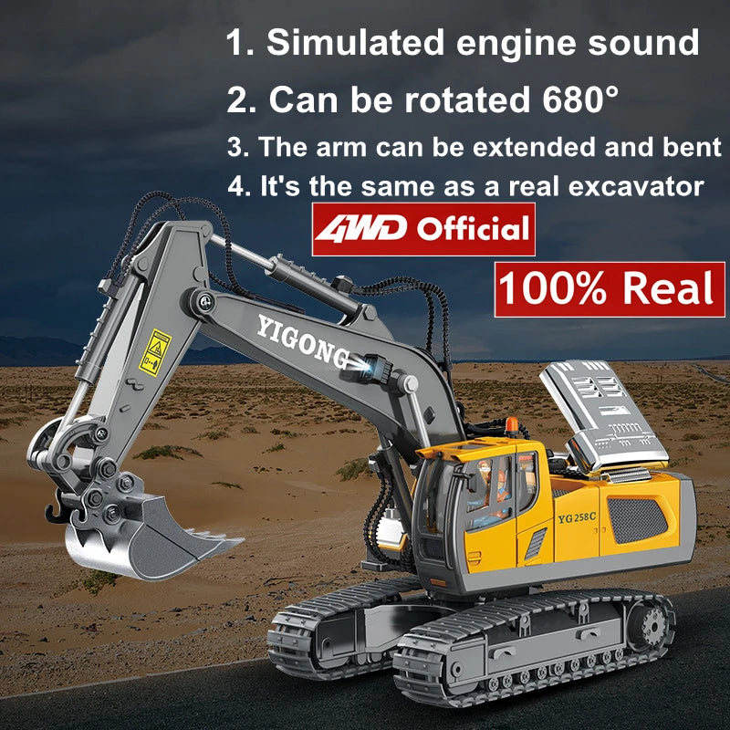 4WD Remote Control Excavator 4x4 Alloy Dump Truck Bulldozer Radio