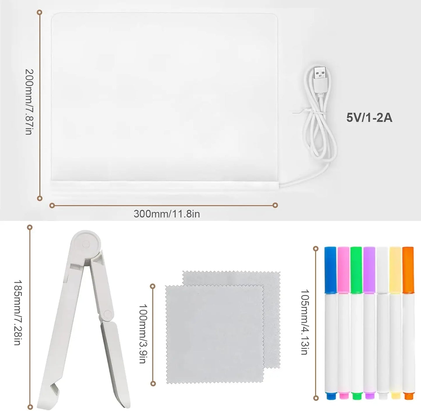 LED Note Board With Night Light Colorful 7 Pens DIY Acrylic Message