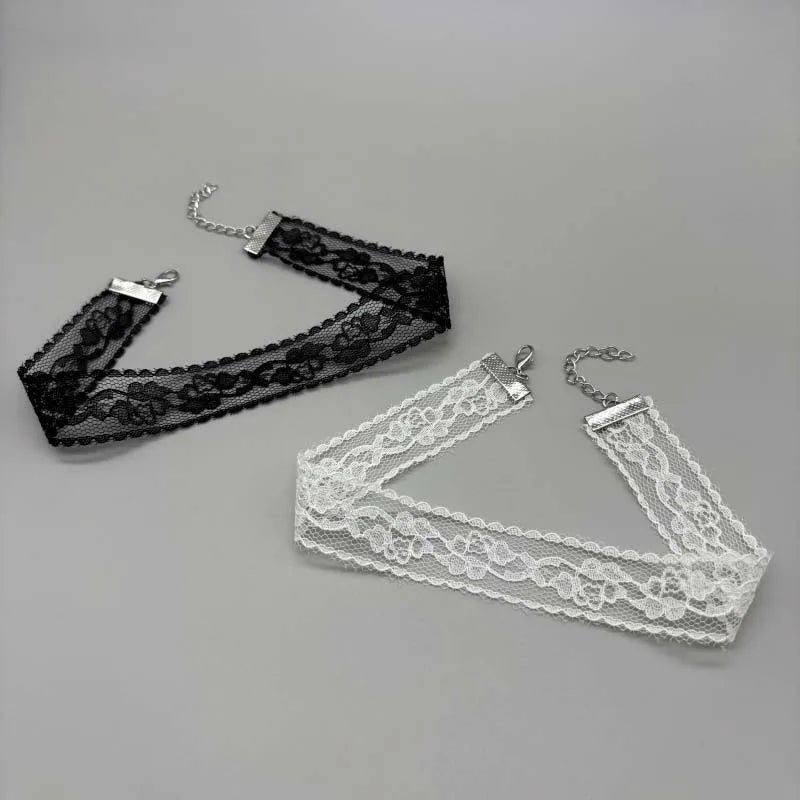 Short Lace Choker Nekclace for Women Girl Black White Color Fashion
