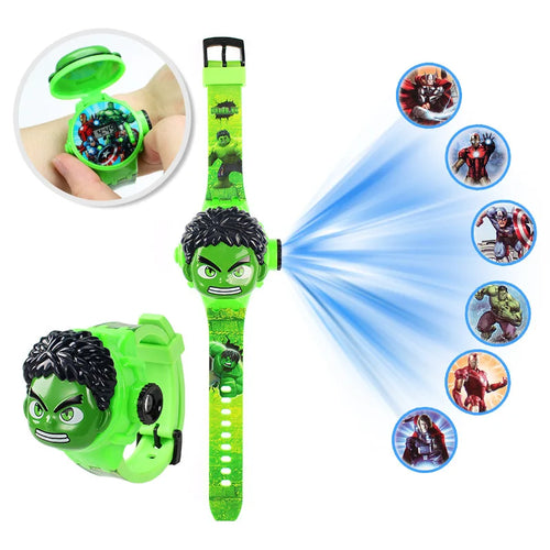 2025 New 3D Projection Spiderman Children Watches for Kids Frozen Elsa