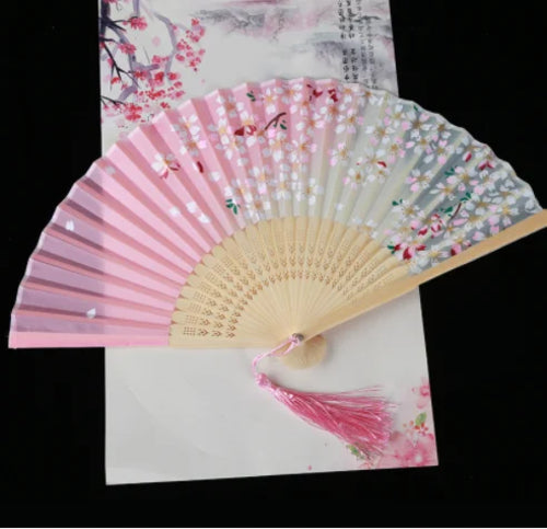 Retro Style Folding Fan Female Japanese Pattern Retro Cloth Art Craft