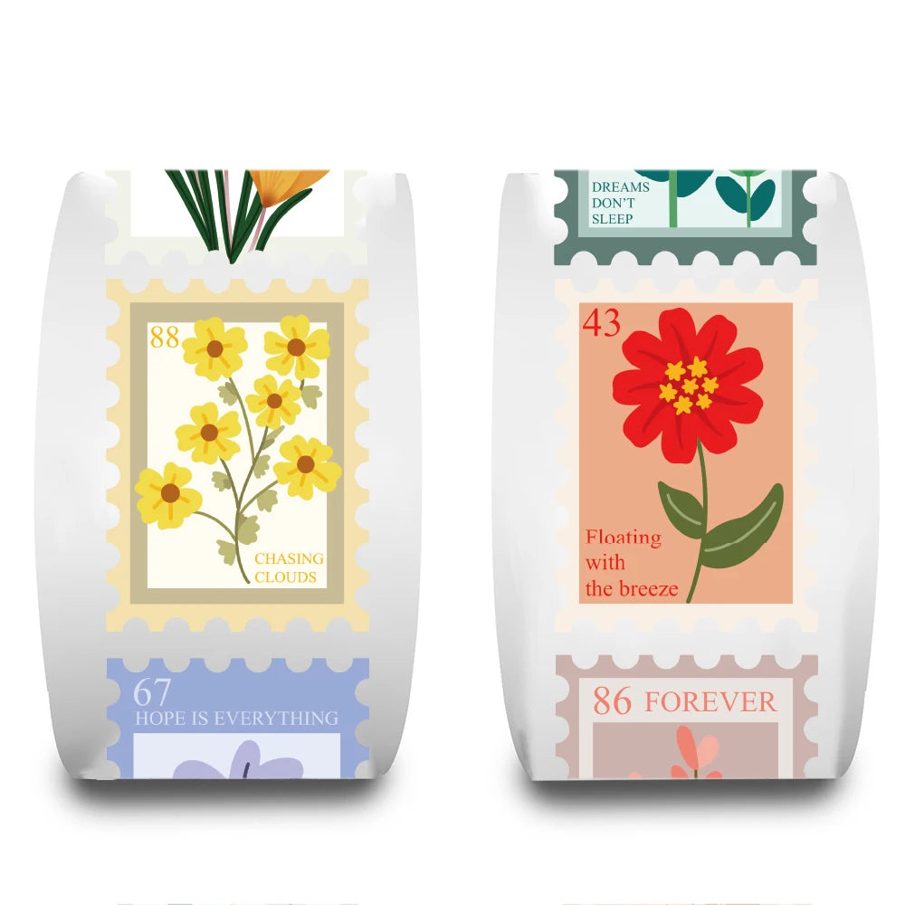 500PCS Flower Stamps Roll Sticker Harajuku Cartoon Y2k Fashion