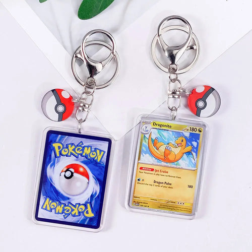 Pokémon Card Cute Acrylic Car Keychain Accessories Pikachu Charizard