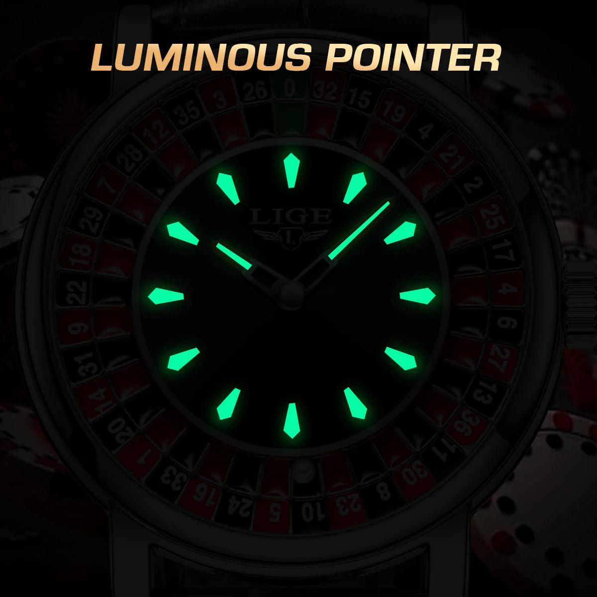 LIGE Quartz Man Watch Fashion Luxury Creative Roulette Game Dial