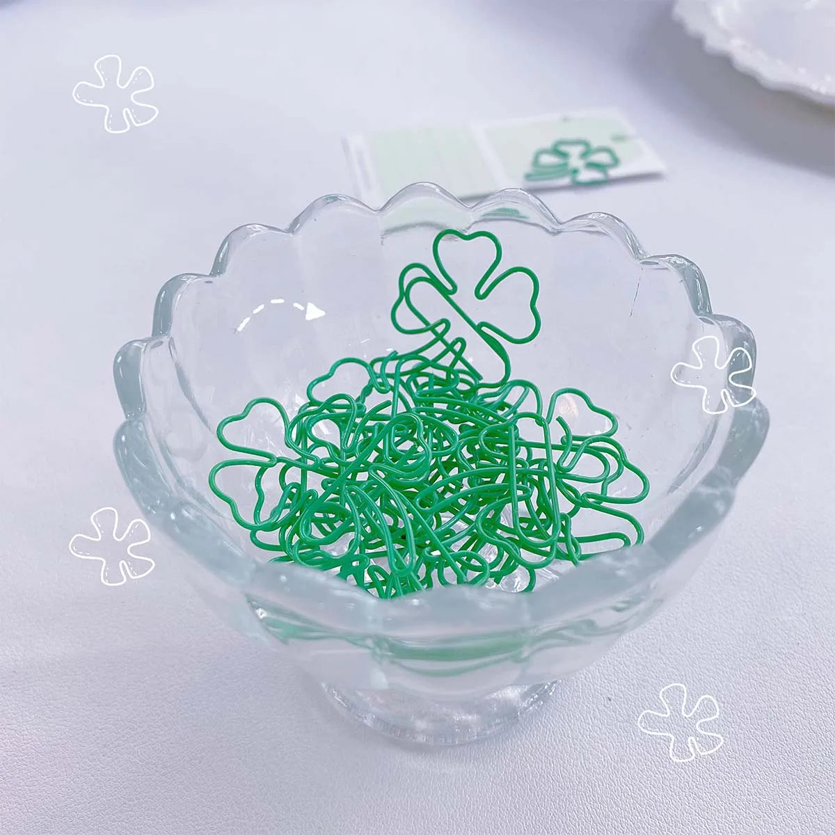 10pcs INS Style Paper Clips Lucky Four-Leaf Clover Bookmark Aesthetic
