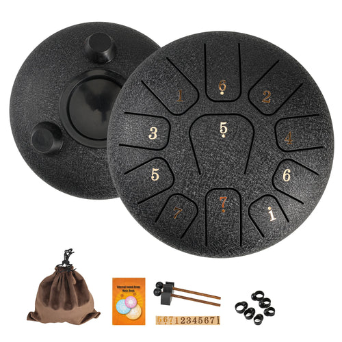 Miwayer 6" Steel Tongue Drum Gift Set | 11-Note Sound Healing