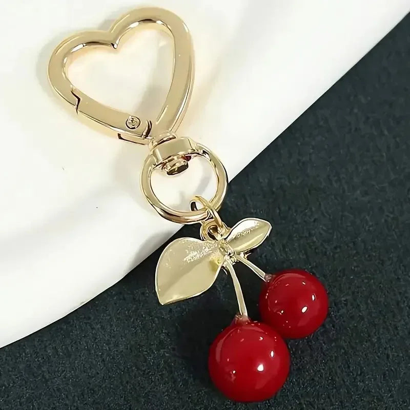 Cherry Blossom Heart-Shaped Bag Charm Durable Lobster Clasp DIY Bag