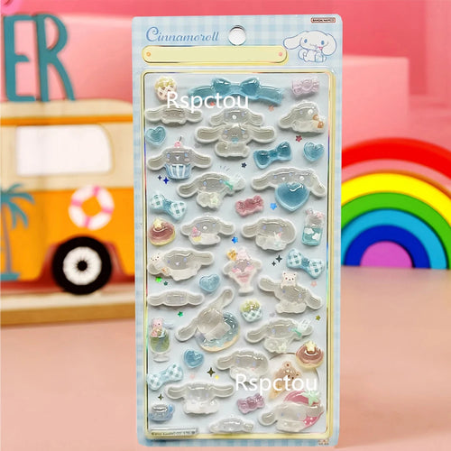 Cute Sanrio 3D Relief Stickers Aesthetic Kuromi Cinnamoroll My Melody