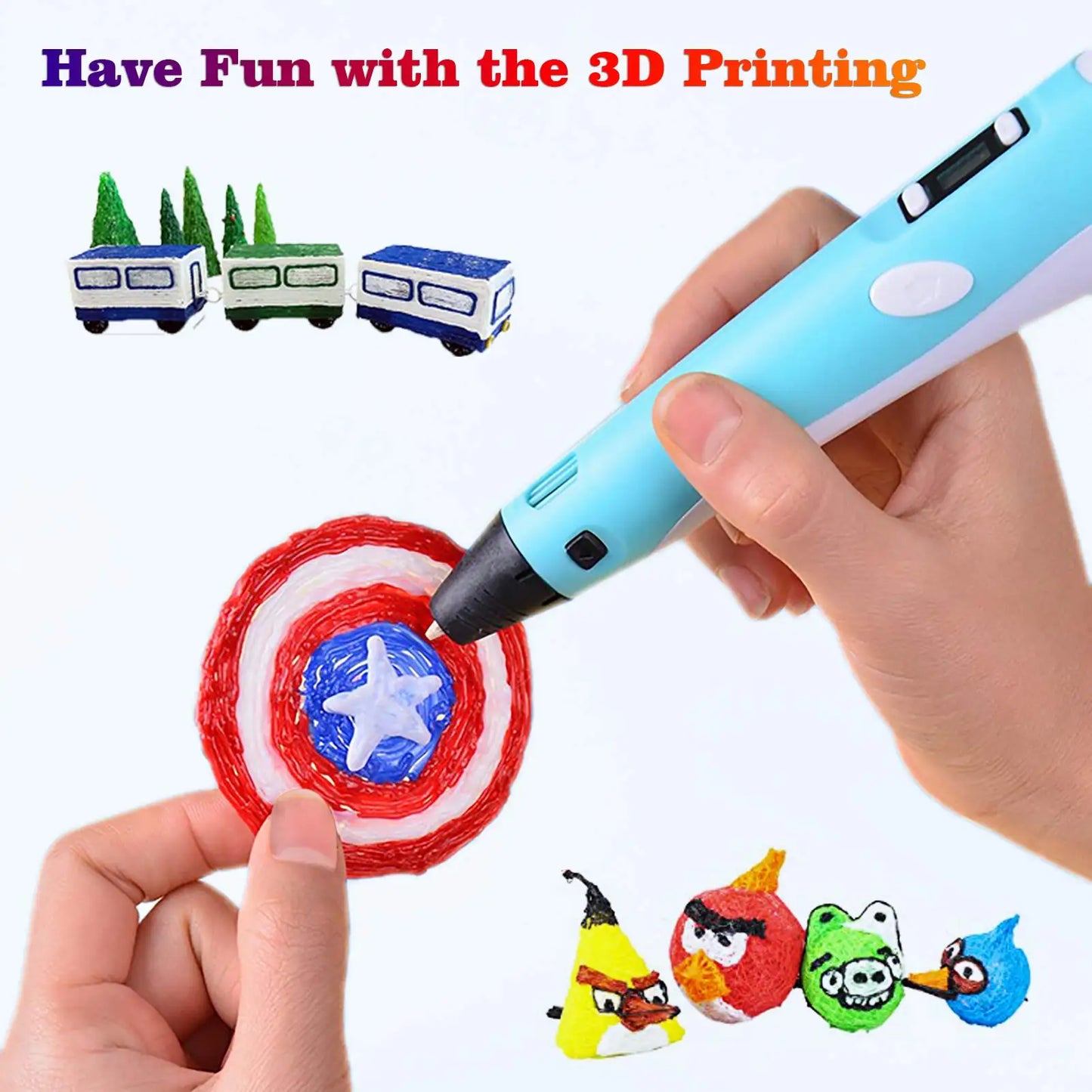 3D Printing Pen DIY Drawing Paiting  With LCD Screen Compatible PLA