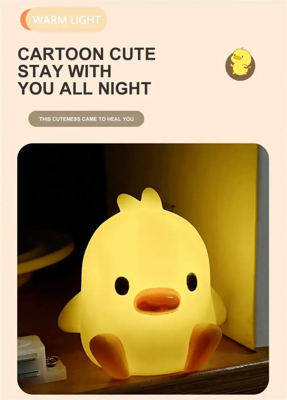 Duck Night Light Bedroom Decoration Cute Cartoon Animal Night Light