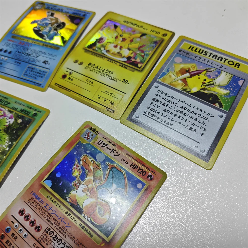 5 Set 1st Pkm Collect Cards Old Version Card Back Charizard DIY PTCG