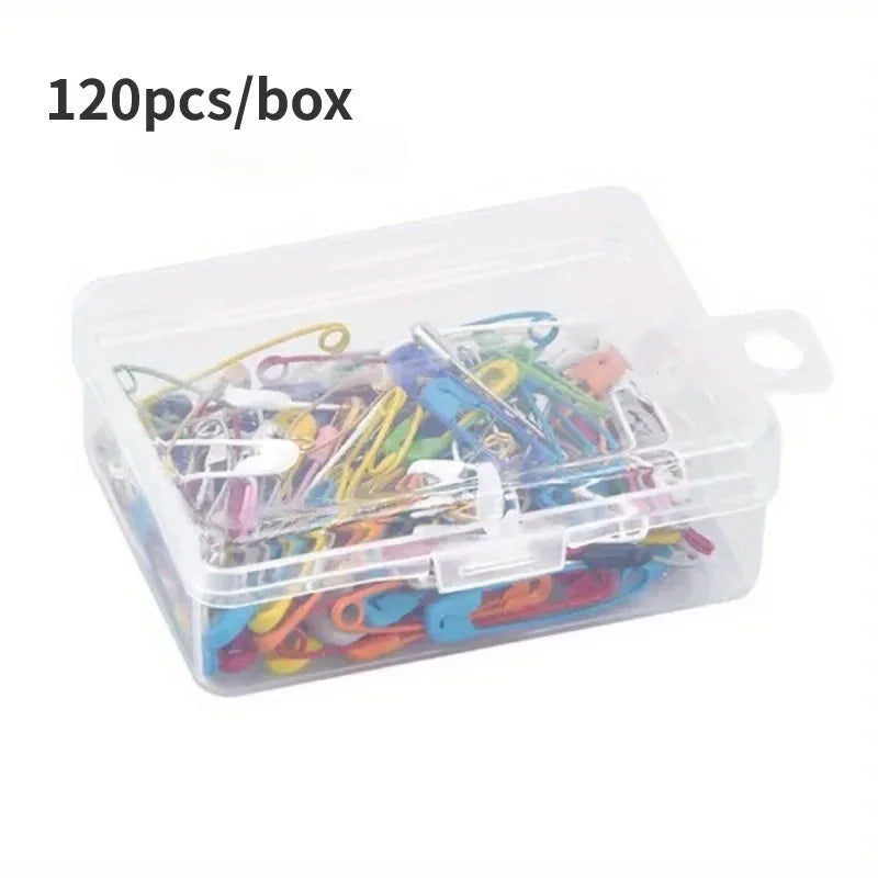 120Pcs Safety Pins Colored Metal Safety Pins with Storage Box Small