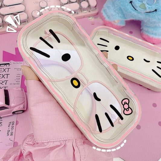 Sanrio Hello Kitty Glasses Storage Box Anime Kawaii Cute Cartoon Girly