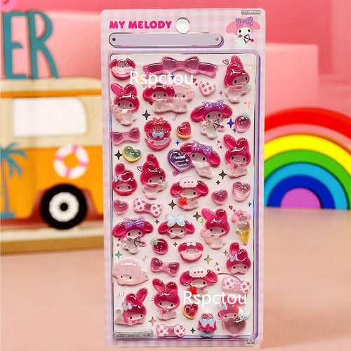Cute Sanrio 3D Relief Stickers Aesthetic Kuromi Cinnamoroll My Melody