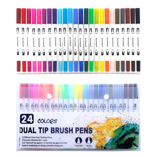 12-168 Colors Dual Brush Pens Art Markers Watercolor Fine and Brush