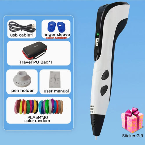 2025 Children 3D Printing Pen with LED Screen 100M PLA Power Adapter