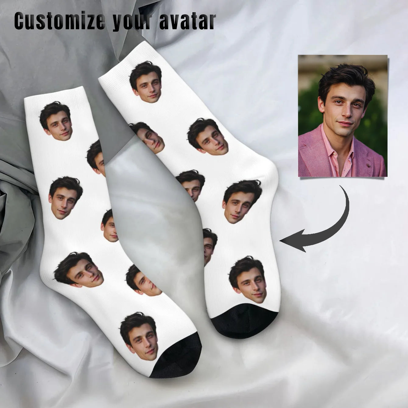 Customized face-shaped socks  Unisex customized socks  Personalized