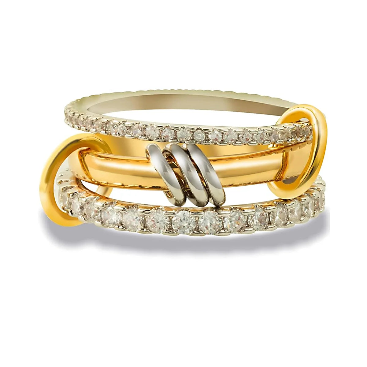 Pin Ring Three Layer Zircon Series Hip Hop Style Stainless Steel New