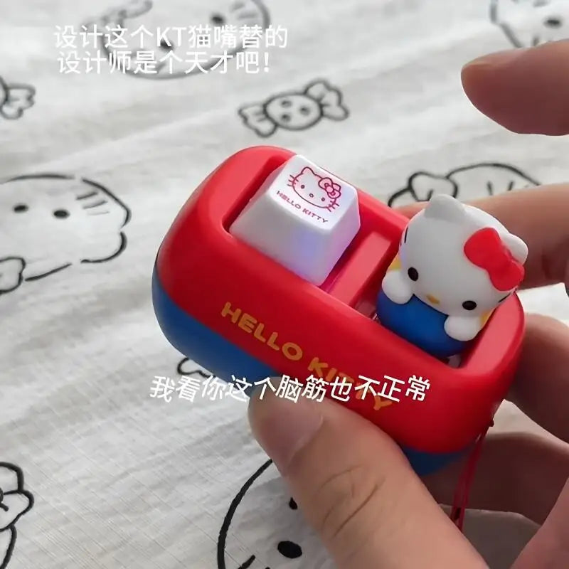 Sanrio Hello Kitty Voice Button Keyring Kt Cat Keycap Stress Relief
