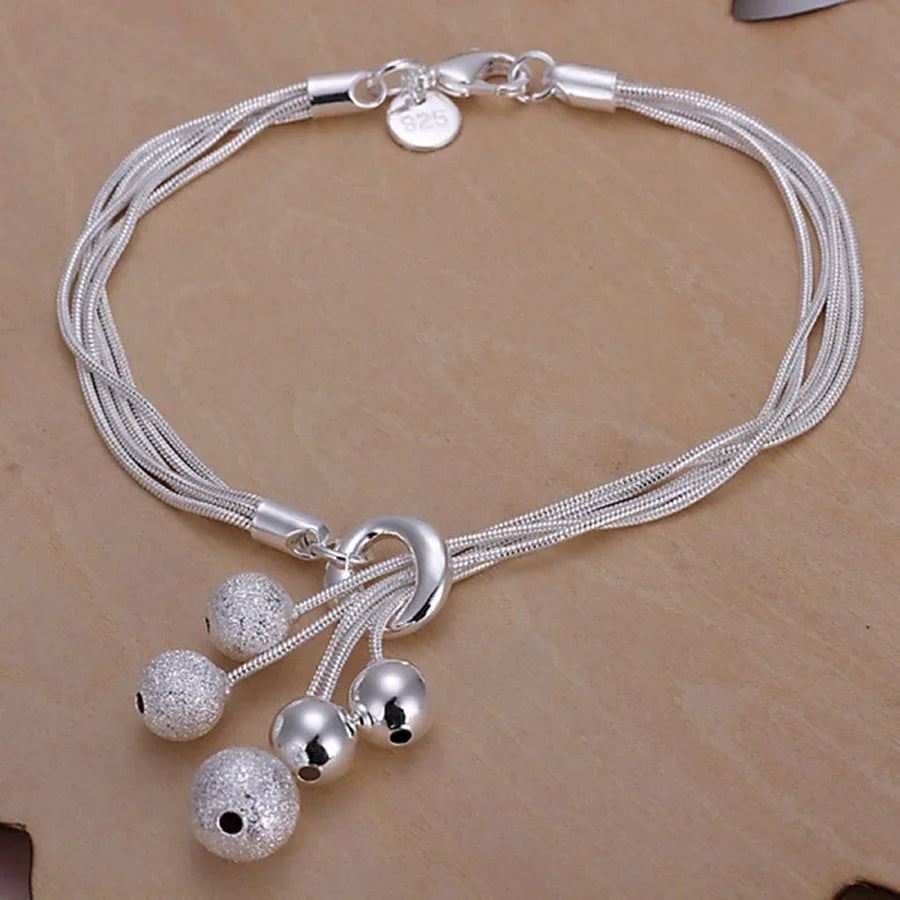 Fine 925 Sterling Silver Noble Nice Chain Solid Bracelet for Women Men