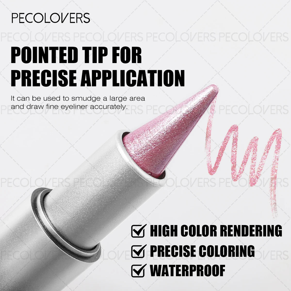 1 Pc Monochromatic Glitte Shiny Eyeshadow Pen & Eyeshadow Stick,