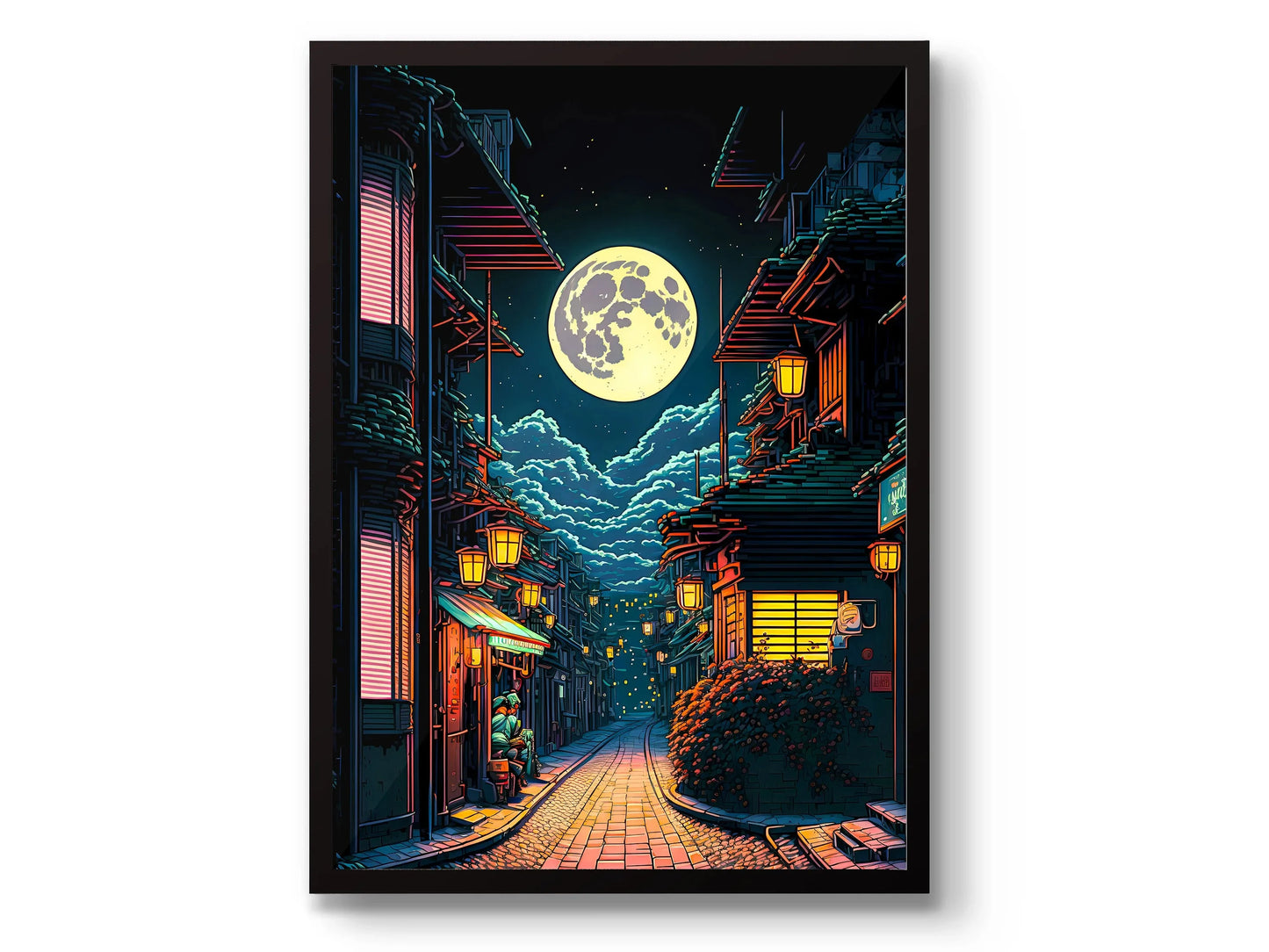 Japanese Tokyo Teahouse Cartoon Canvas Print Anime City Street Cafe