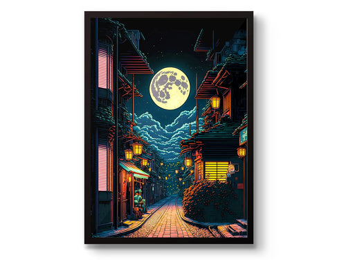 Japanese Tokyo Teahouse Cartoon Canvas Print Anime City Street Cafe