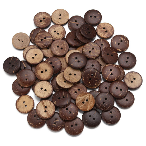 10-100Pcs Natural Coconut Shell Button Round 2-Holes Buttons for