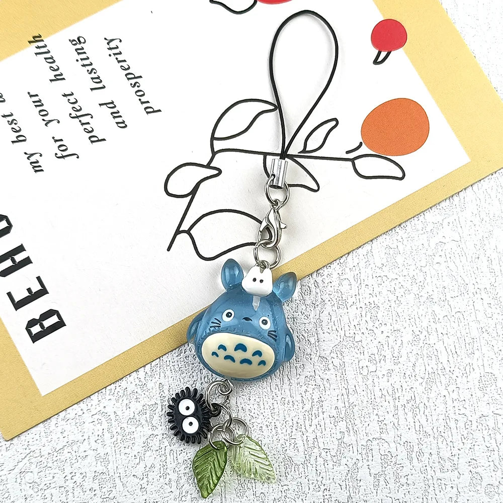 Kawaii Blue Animal Totoro Phone Charm Soot Sprite Keychain Woodland