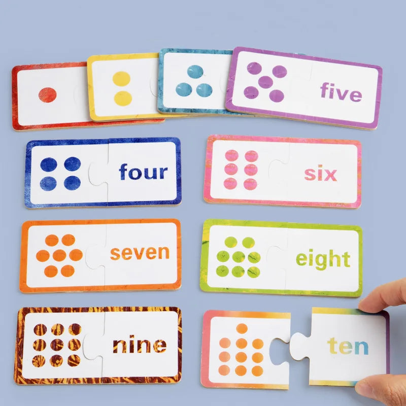 Wooden Number Matching Puzzle Toys Montessori Early Education Digital