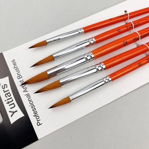 Yutiars Professional Artist Paint Brush Set - 6/24 PCS, Nylon Bristles