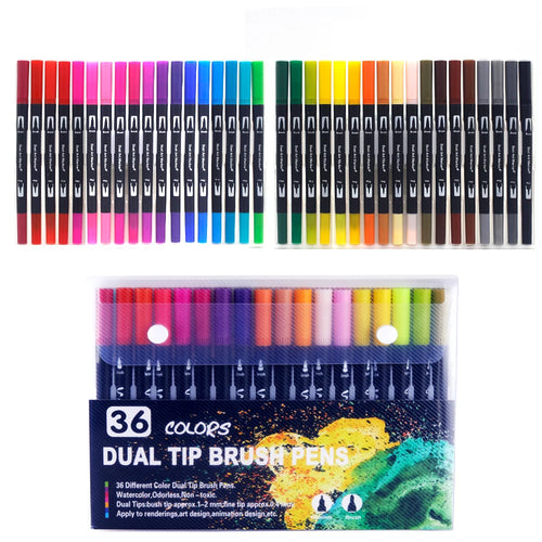 12-168 Colors Dual Brush Pens Art Markers Watercolor Fine and Brush