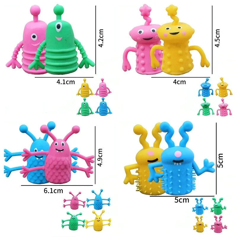 5/10/20PCS Cute Monster Finger Topper Toys Soft Rubber Stretchy Fidget