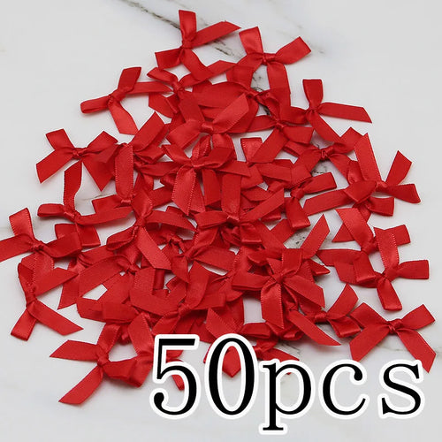(50 Pcs) 4*4cm Colourful Ribbon Bows Small Size Polyester Satin Ribbon